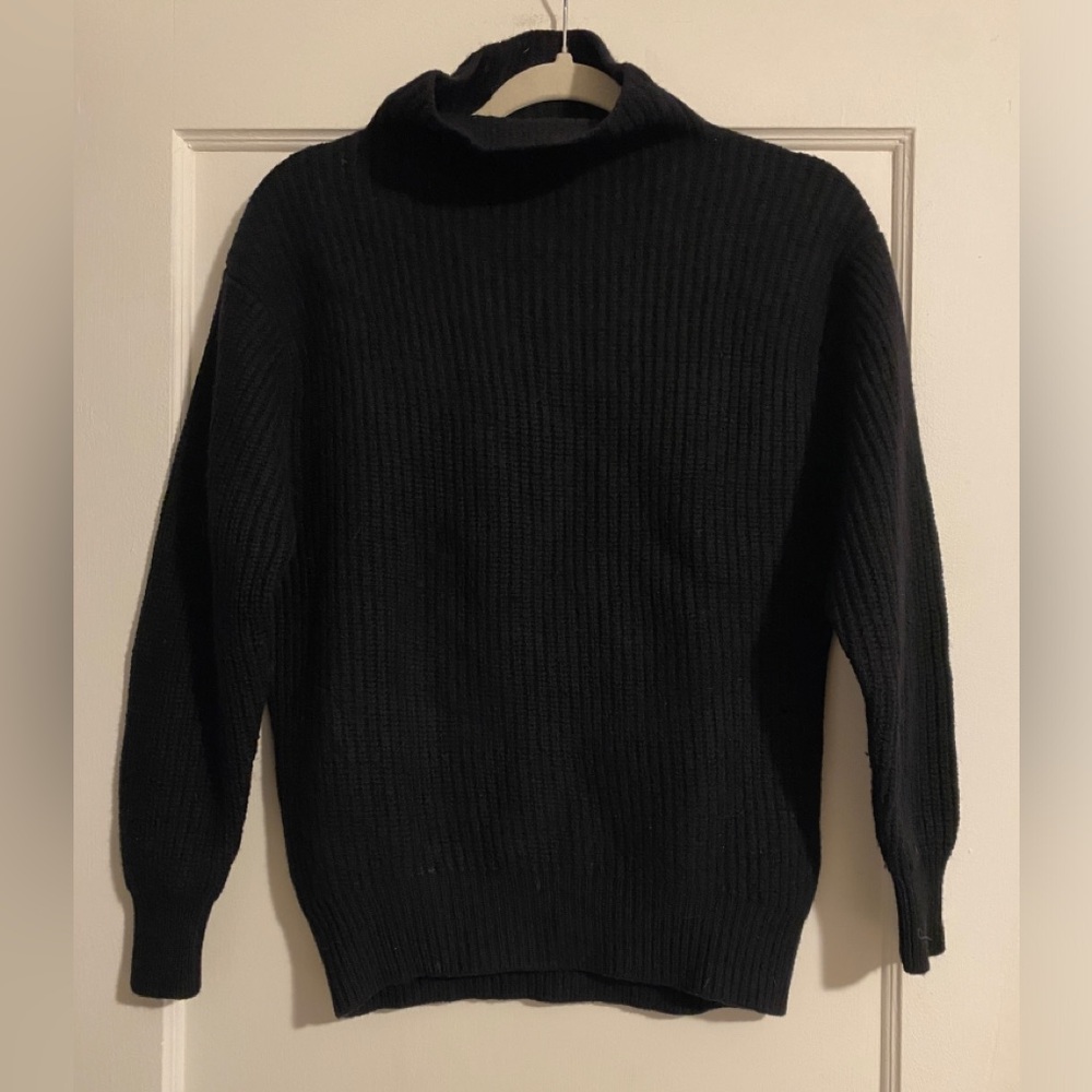 Wilfred 100% Merino Wool Ribbed Mockneck Sweater Black Size Small